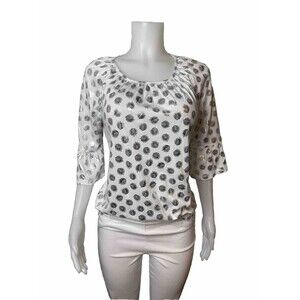 F. Michael Kors Top Size S Multicolor Silver Ruffle Sleeve Round Neck NWT $54